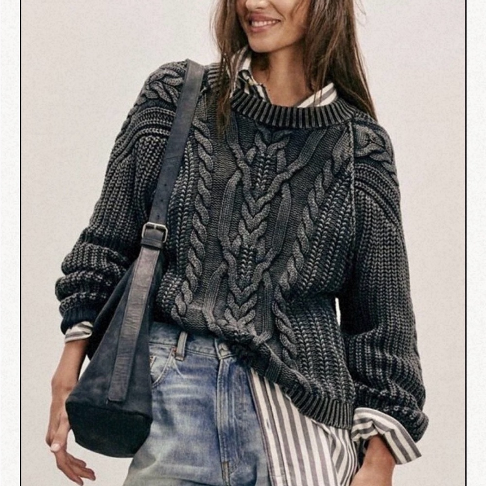 Lucky Brand Navy Cable Knit Sweater